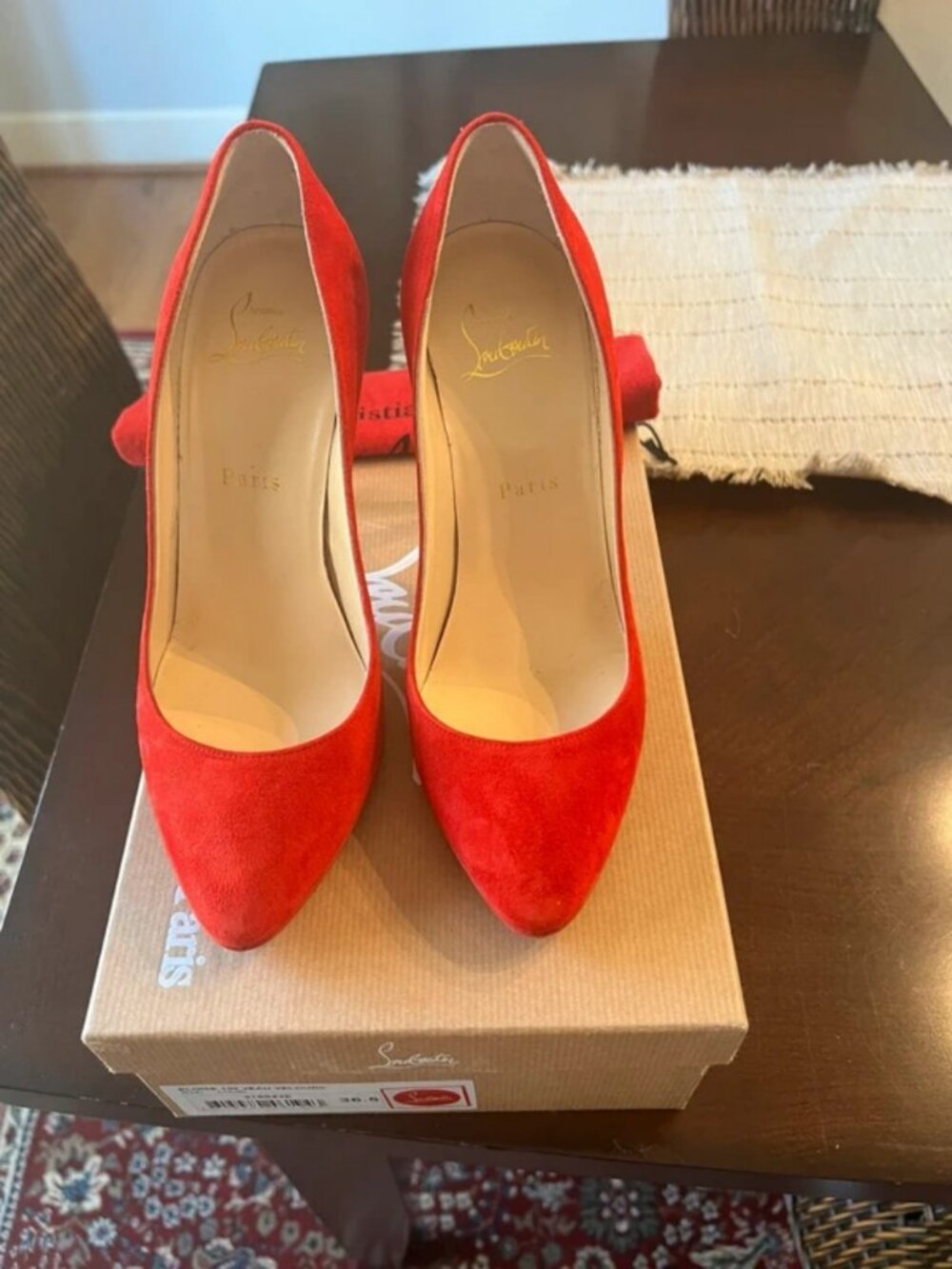 Stunning red velvet Christian Louboutin heels